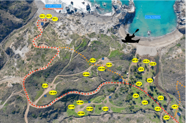 a labelled map of the little harbor campgrounds on catalina island